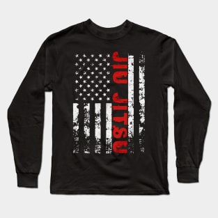 jiu jitsu american flag Long Sleeve T-Shirt